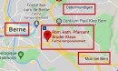 Carte localisant l'église cathol. Bruder Klaus. Source: Google Maps, Berne