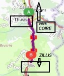 Parcours entre Zillis et Thusis (pour les catholiques). Source: https://fr.viamichelin.ch/web/Itineraires/