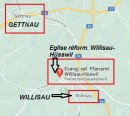 Carte du trajet Gettnau à Willisau-Hüswil. Source: https://www.google.ch/search