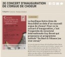 Affiche pour un des concerts d'inauguration de l'orgue de choeur. Source: www.tempslibre.ch/neuchatel/
