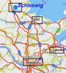 Situation de Schleswig. Source: Viamichelin
