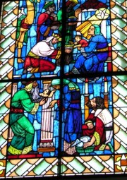 Détail d'un des magnifiques vitraux de l'église de Bassecourt. Magie des couleurs. Cliché personnel