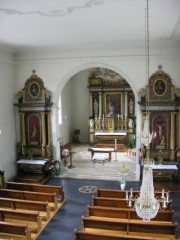 L'intérieur de l'église vu depuis la tribune de l'orgue. Cliché personnel