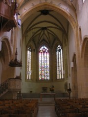 Vue intérieure générale de la Stadtkirche de Bienne. Cliché personnel