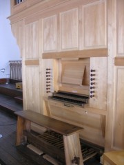 Console de l'orgue Felsberg à Villamont, Lausanne. Cliché personnel