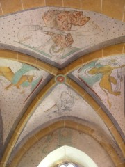 Les symboles des 4 Evangélistes peints sur la voûte. Cliché personnel