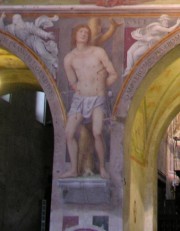 Détail du pilier gauche du jubé: Saint-Sébastien. Cliché personnel
