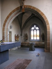 Vue du choeur gothique tardif de l'église de Tafers. Cliché personnel