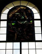 La Neuveville: vitrail de la Nef (1936) par Bille. Cliché personnel