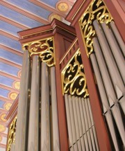 La Neuveville. Blanche Eglise: détail de la façade de l'orgue. Cliché personnel