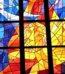 Détail d'un vitrail de W. Loosli, église catholique, Interlaken. Cliché personnel