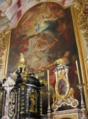 La toile du Maître-autel: Assomption de la Vierge par F.J. Spiegler. Cliché personnel